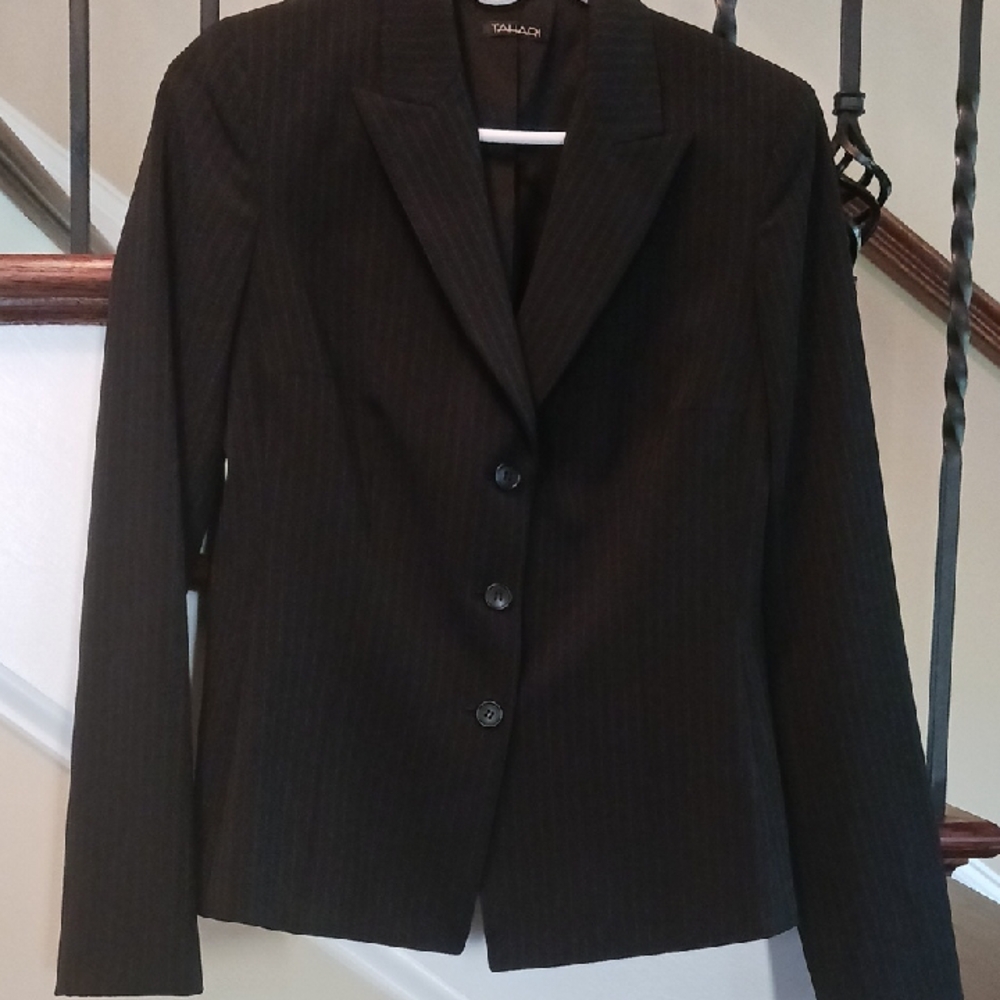 Tahari Black Pinstripe Blazer